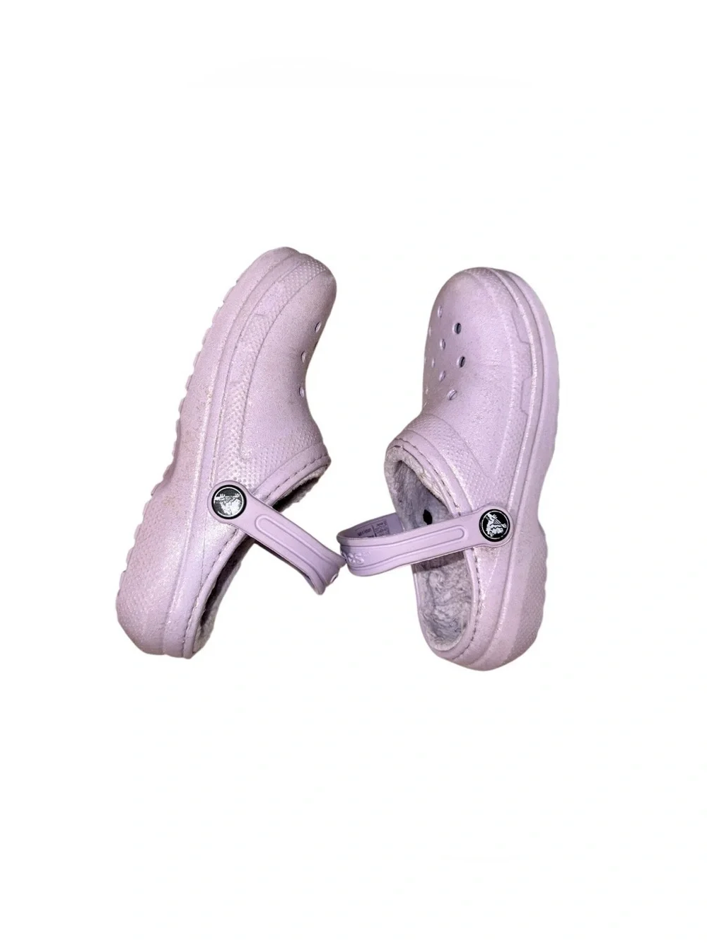 Crocs classic faux fur lined shimmer clogs girl’s sandals shoes size 13